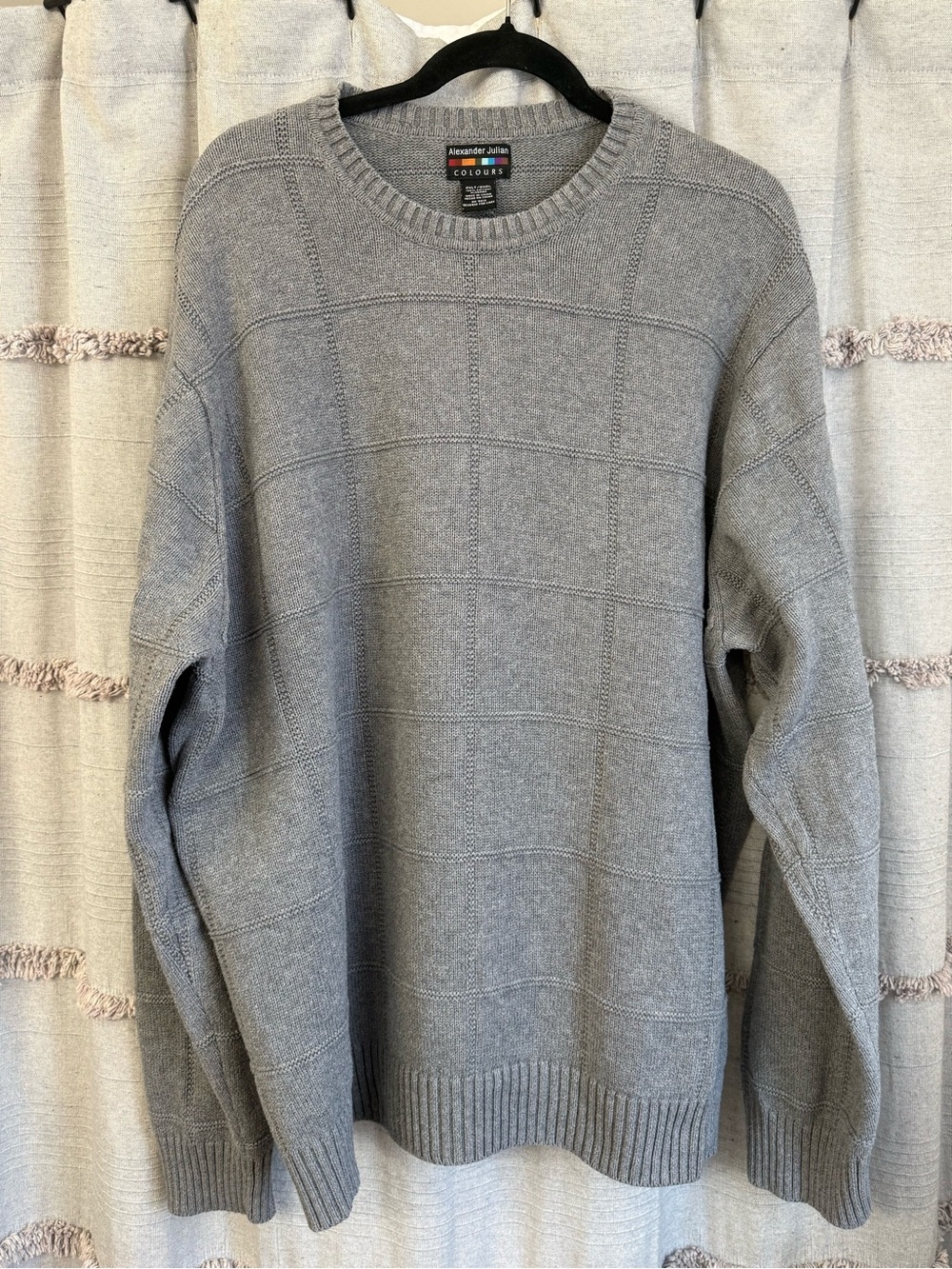 VTG 90's Alexander Julian Colours Gray Block Print Men's Crew Sweater-SIZE 2XLT
